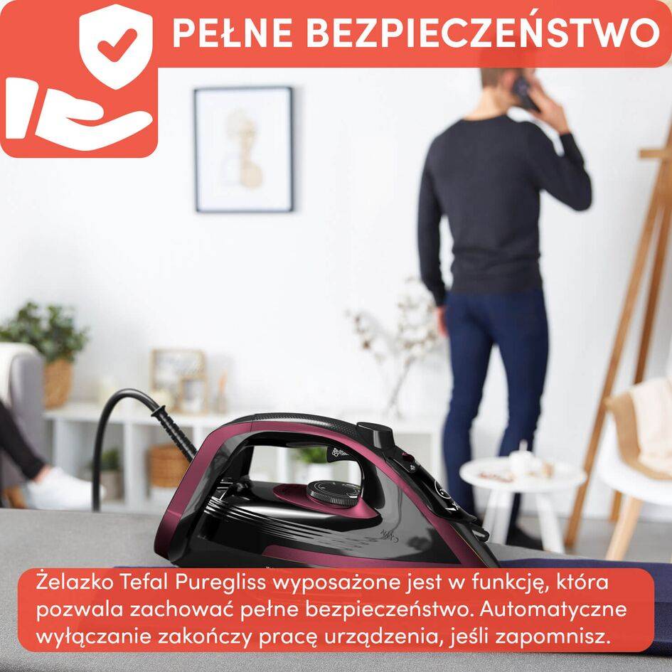 Żelazko parowe, Tefal Puregliss, 3000 W, system antywapienny, strażak