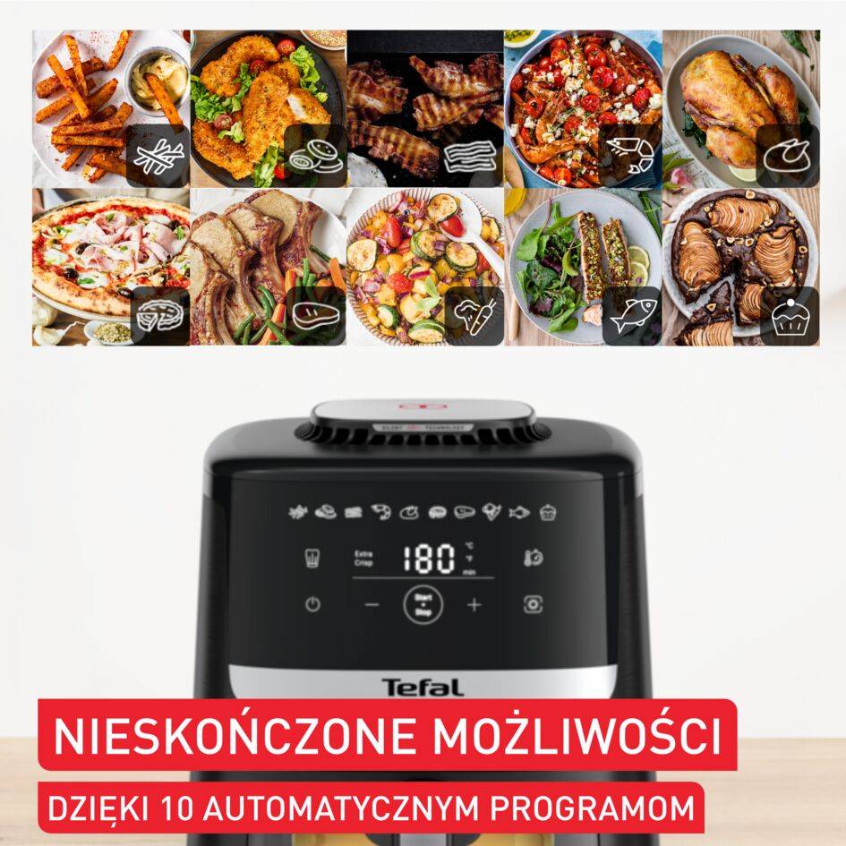 Easy Fry Silence z okienkiem podglądu, frytkownica beztłuszczowa, 5 L, technologia Silent, czarny