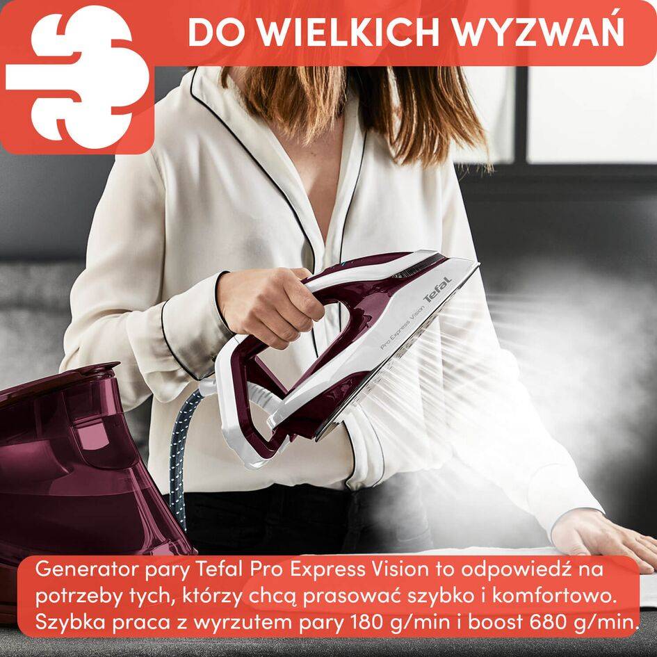 Generator pary, Tefal Pro Express Vision, 180 g/min, 8,3 bar, LED