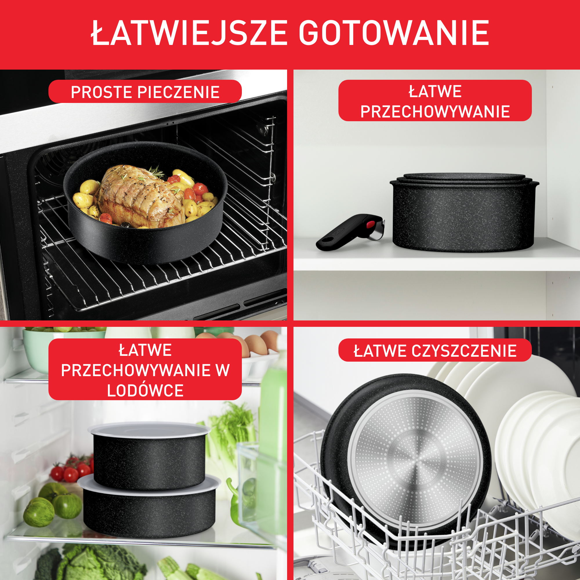 Zestaw patelni i garnków TEFAL INGENIO BLACK STONE - 7 elementów