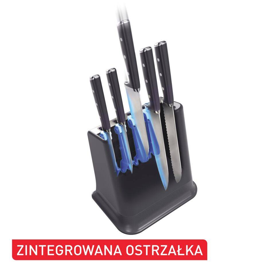 EverSharp 5-elementowy zestaw noży i blok na noże ze wbudowaną ostrzałką