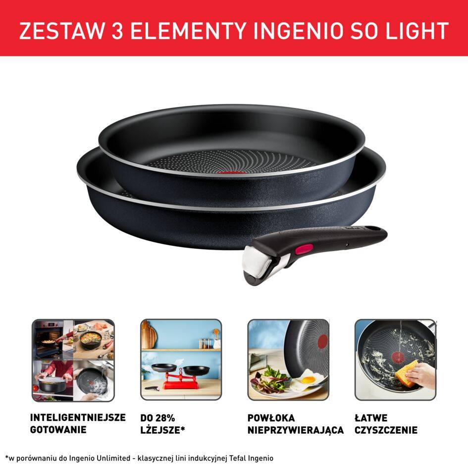 Zestaw patelni TEFAL INGENIO  SO'LIGHT - 3 elementy