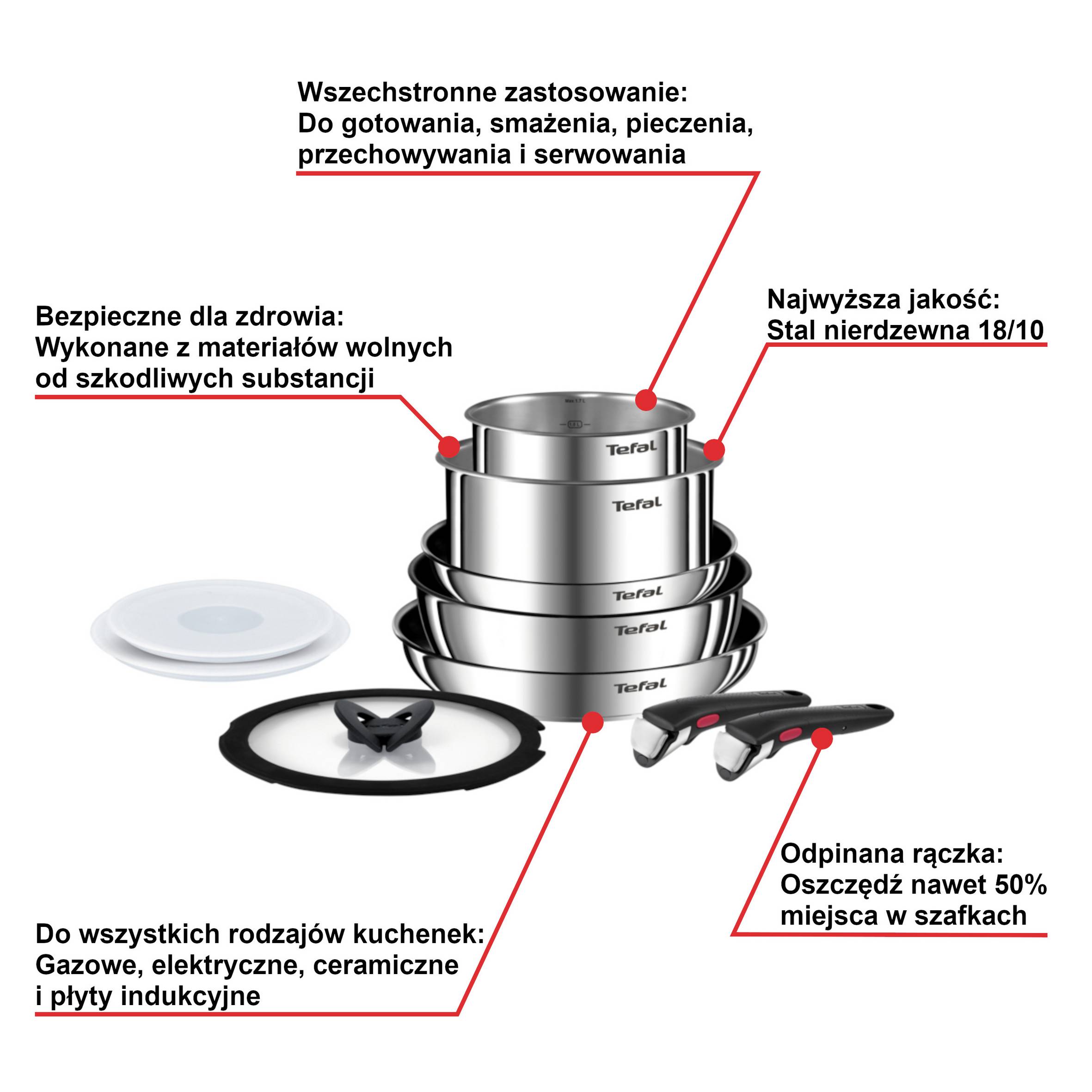 Zestaw patelni i garnków TEFAL INGENIO EMOTION - 10 elementów