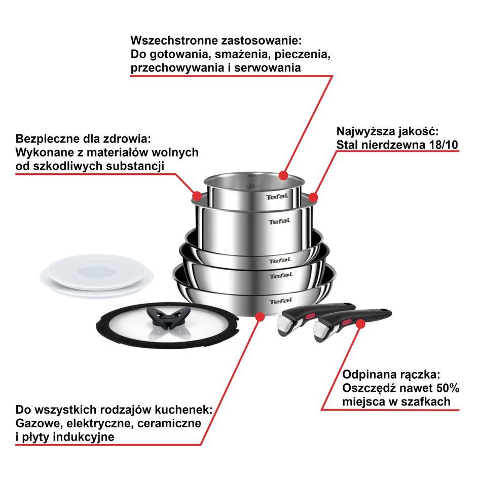 Zestaw patelni i garnków TEFAL INGENIO EMOTION - 10 elementów