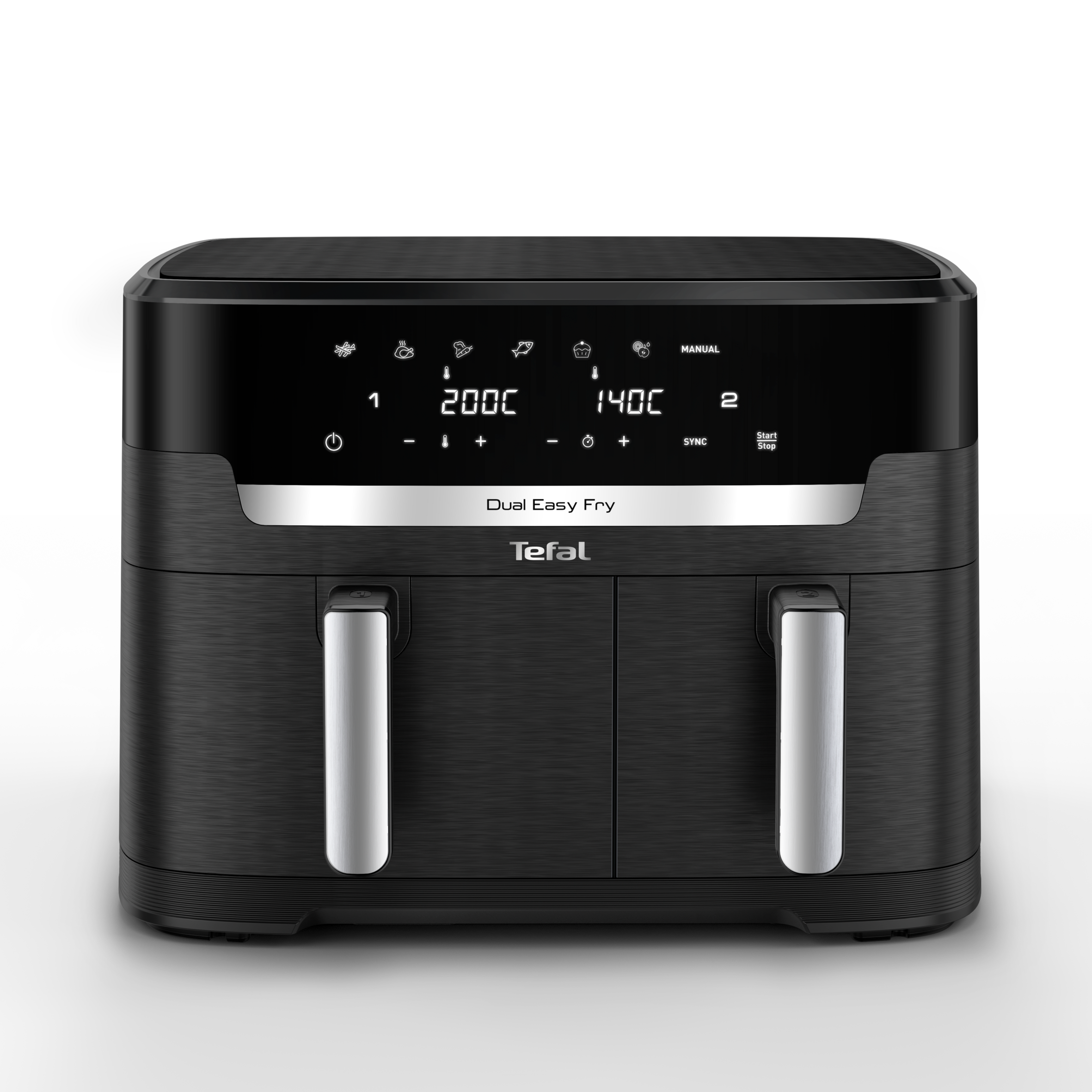 Frytkownica beztłuszczowa, Tefal Dual Easy EY9428E, dwukomorowa, duża, 11l