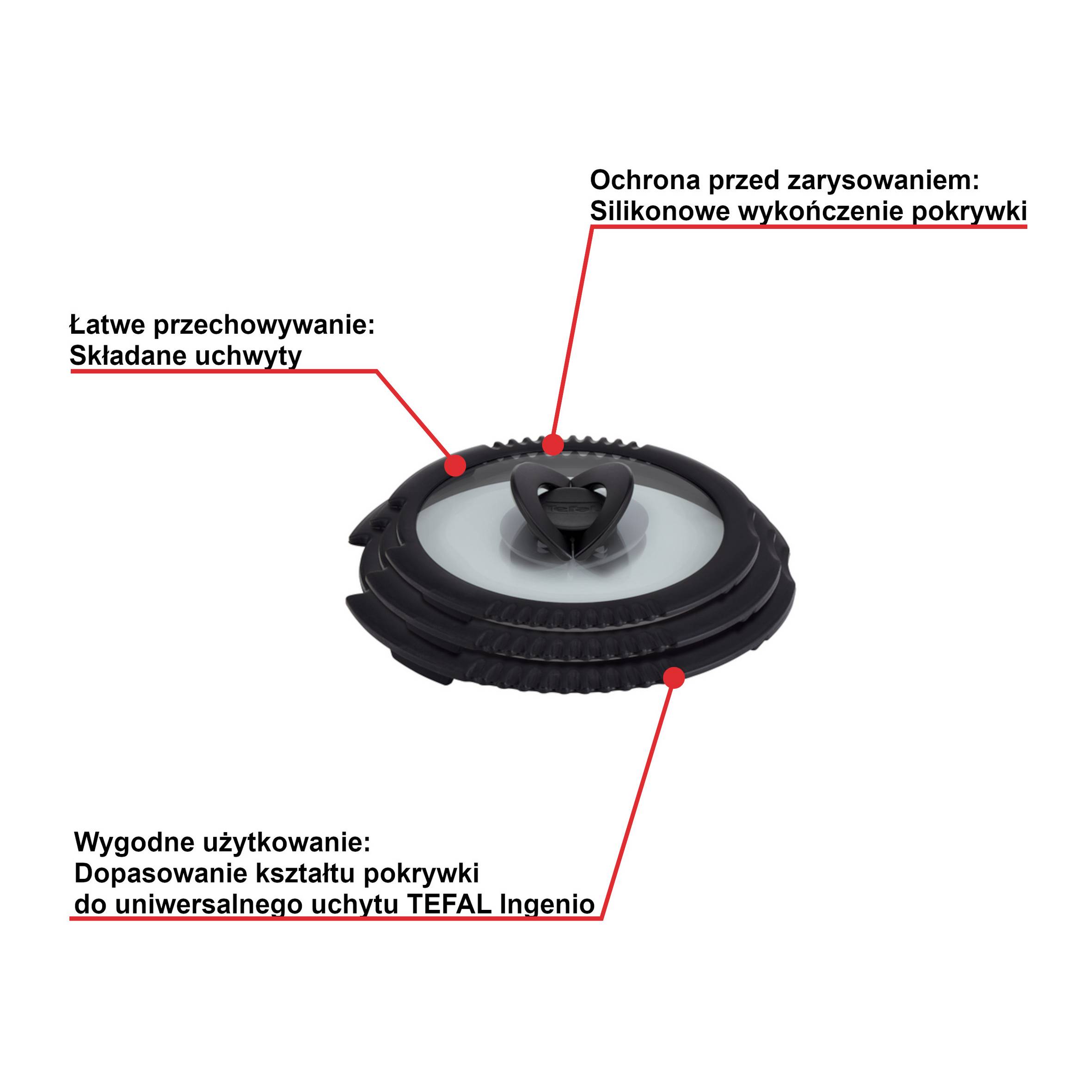 Zestaw szklanych pokrywek do odcedzania TEFAL INGENIO 16/18/20cm