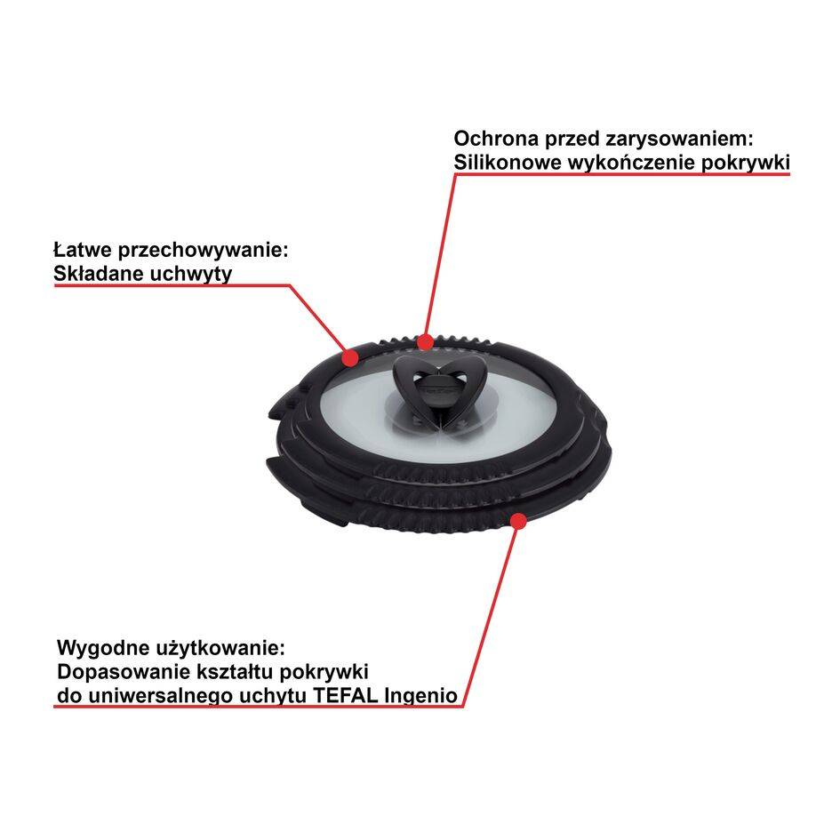 Zestaw szklanych pokrywek do odcedzania TEFAL INGENIO 16/18/20cm