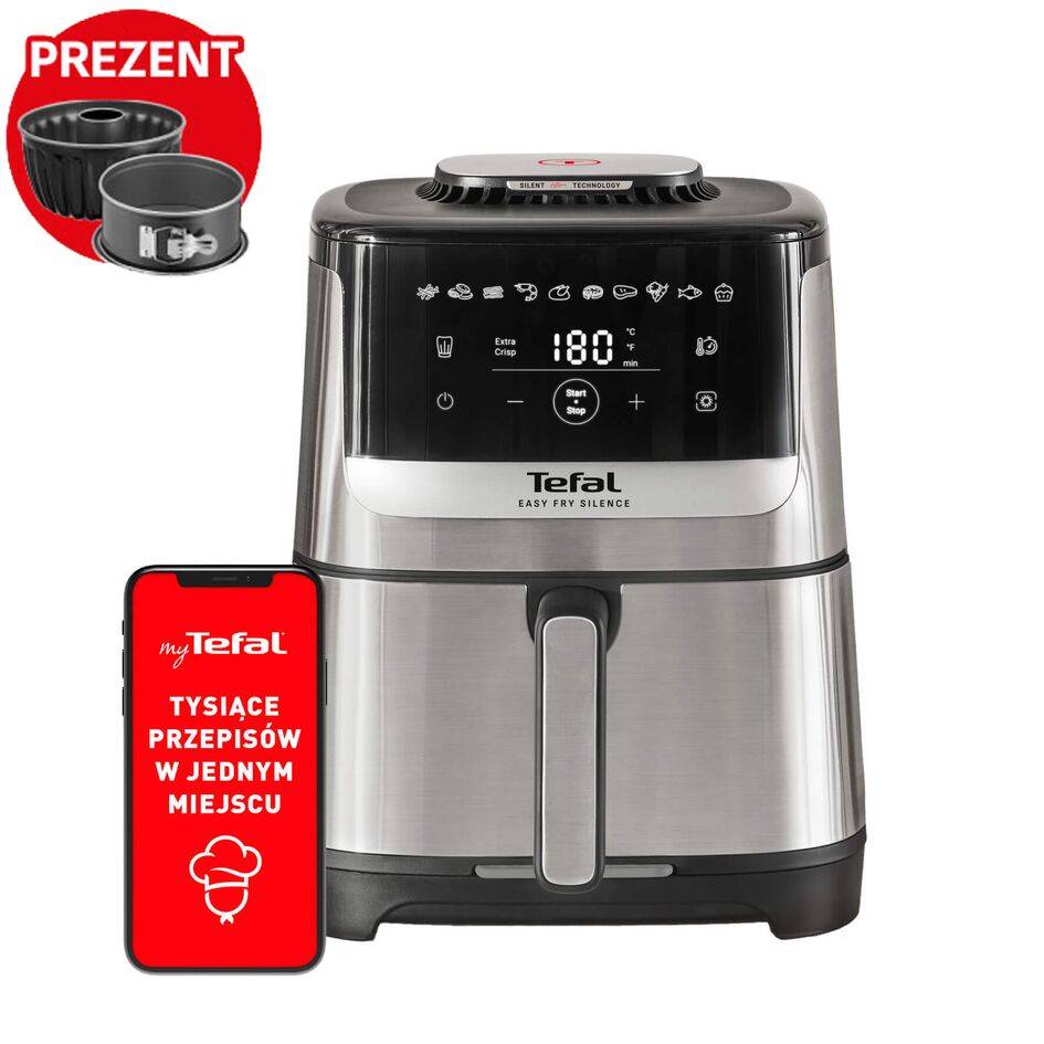 Frytkownica beztłuszczowa, Tefal Easy Fry Silence EY552D, cicha, pojemność 5 l