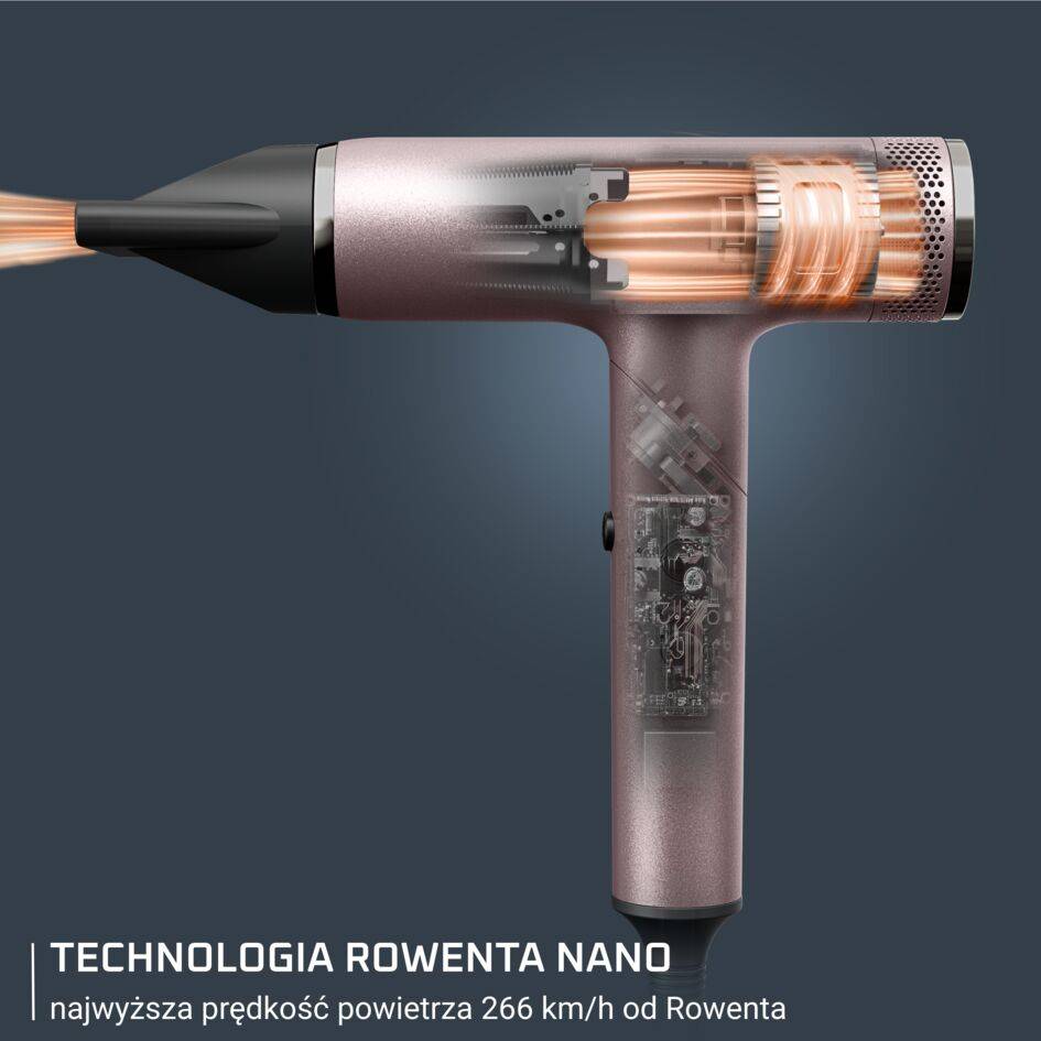 Składana suszarka do włosów,Rowenta Nano, kompaktowa, jonizacja, 3 poziomy