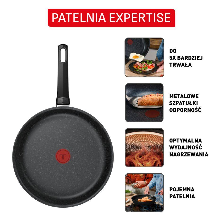 Patelnia Expertise 30 cm, wysokowydajna powłoka nieprzywierająca, kompatybilna z indukcją, 5-6 osób