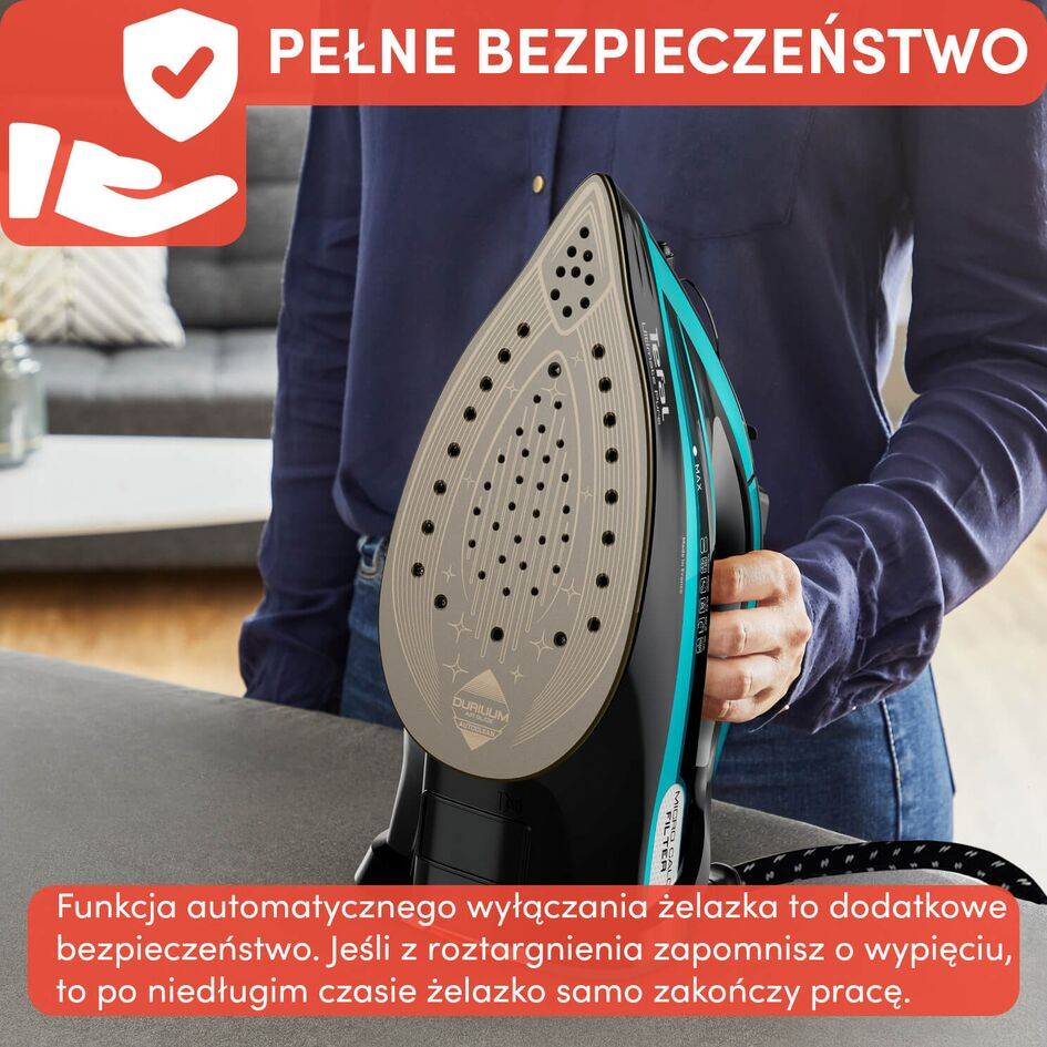 Tefal Ultimate Pure, żelazko parowe, mocne, automatyczne wyłączanie, system antywapienny
