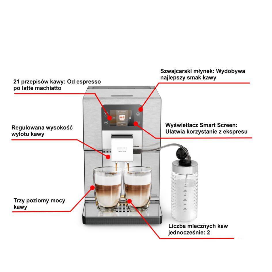 Ekspres automatyczny do kawy KRUPS INTUITION EXPERIENCE+ EA877D (stal/grafit)