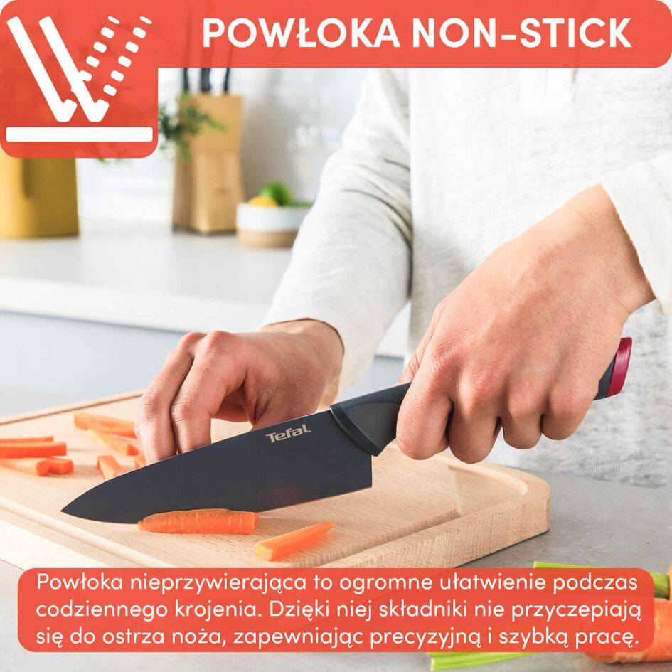 Zestaw 5 noży ze stali nierdzewnej TEFAL FRESH KITCHEN + drewniany blok