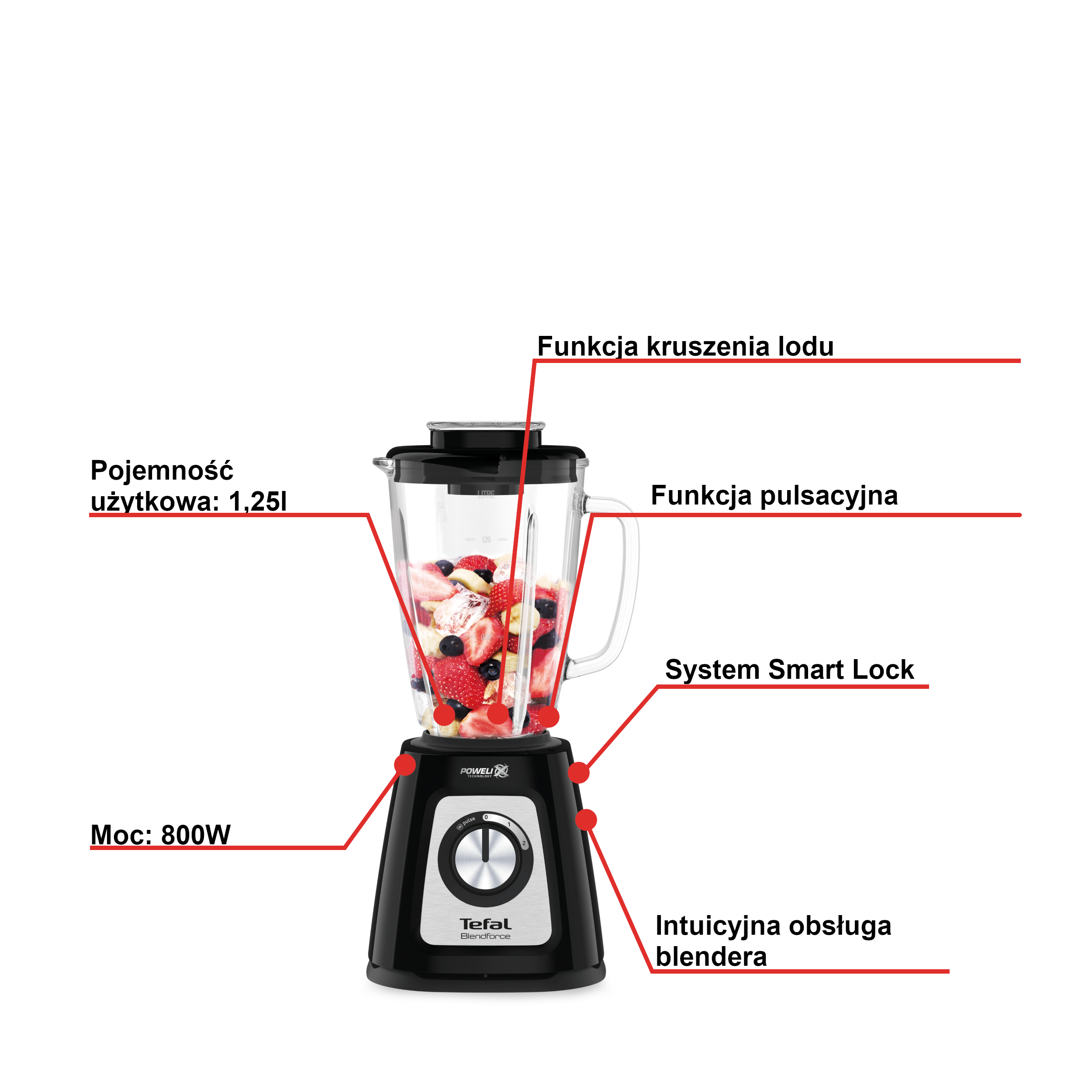 Blender kielichowy, Blendforce BL4358, 800W, kruszenie lodu