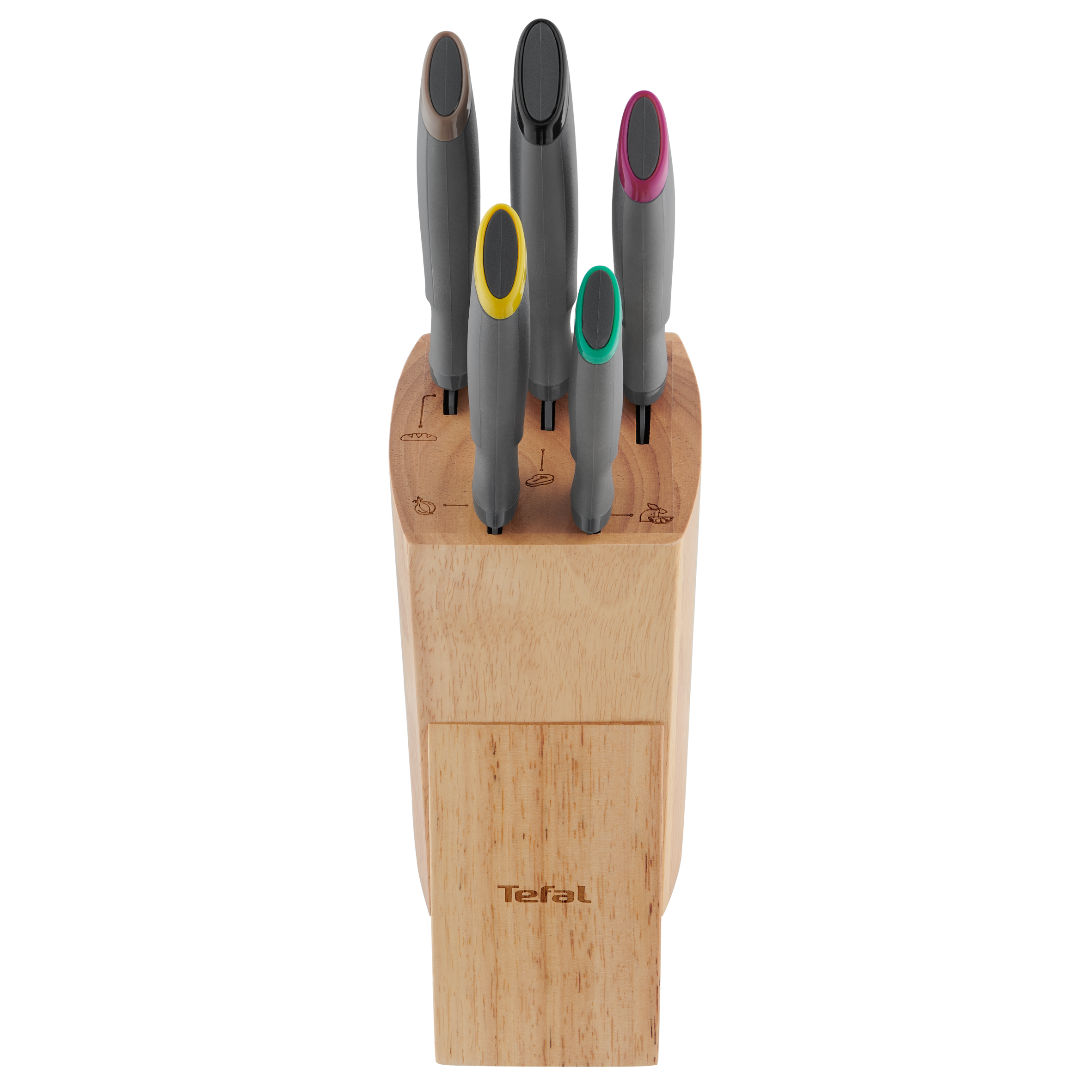 Zestaw 5 noży ze stali nierdzewnej TEFAL FRESH KITCHEN + drewniany blok