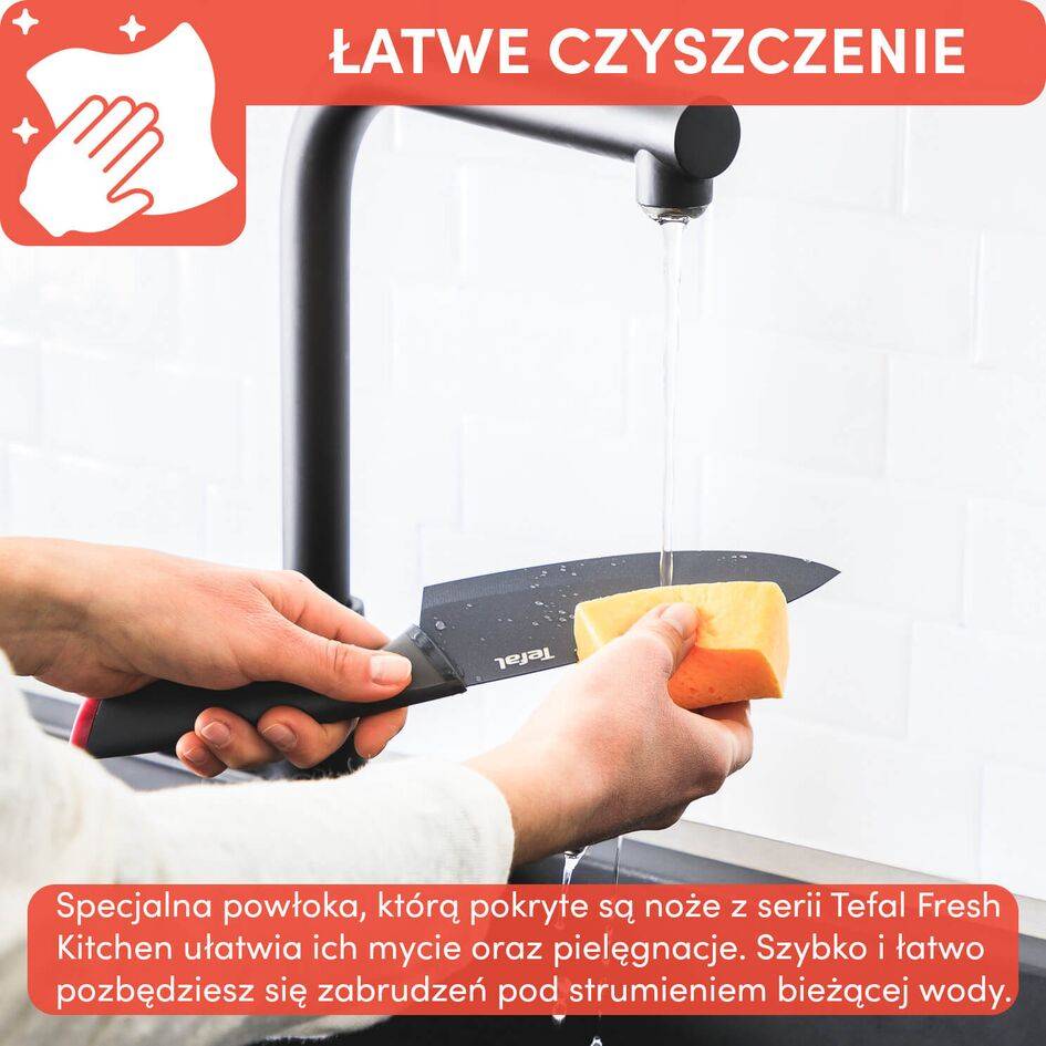 Zestaw 5 noży ze stali nierdzewnej TEFAL FRESH KITCHEN + drewniany blok