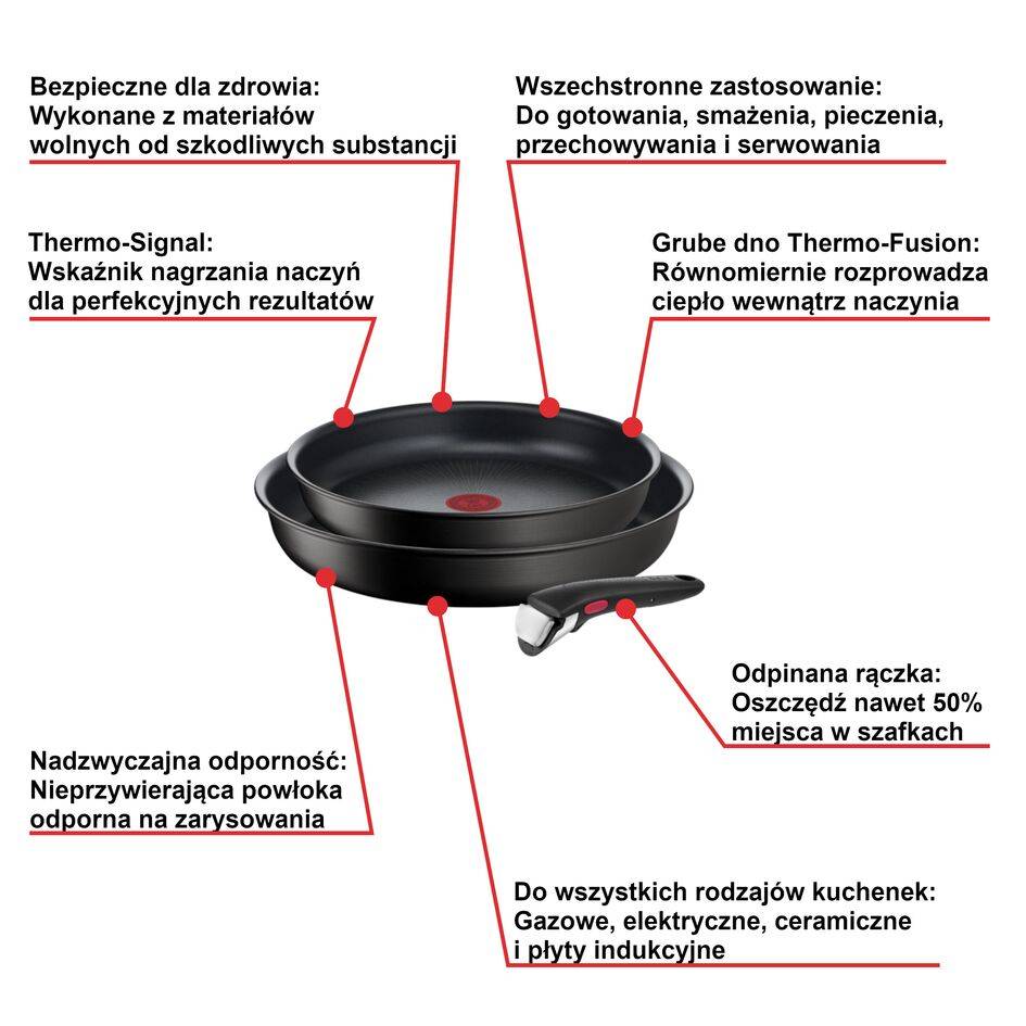 Zestaw patelni TEFAL INGENIO UNLIMITED - 3 elementy