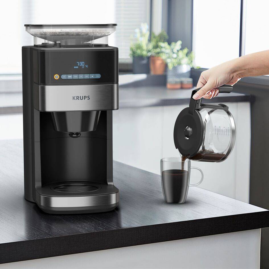 Ekspres przelewowy z młynkiem żarnowo-stalowym KRUPS GRIND AND BREW KM8328