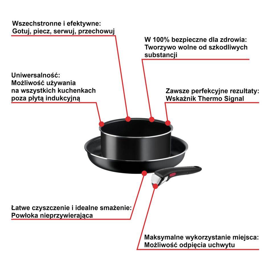 Zestaw garnków i patelni TEFAL INGENIO EASY COOK&CLEAN - 3 elementy