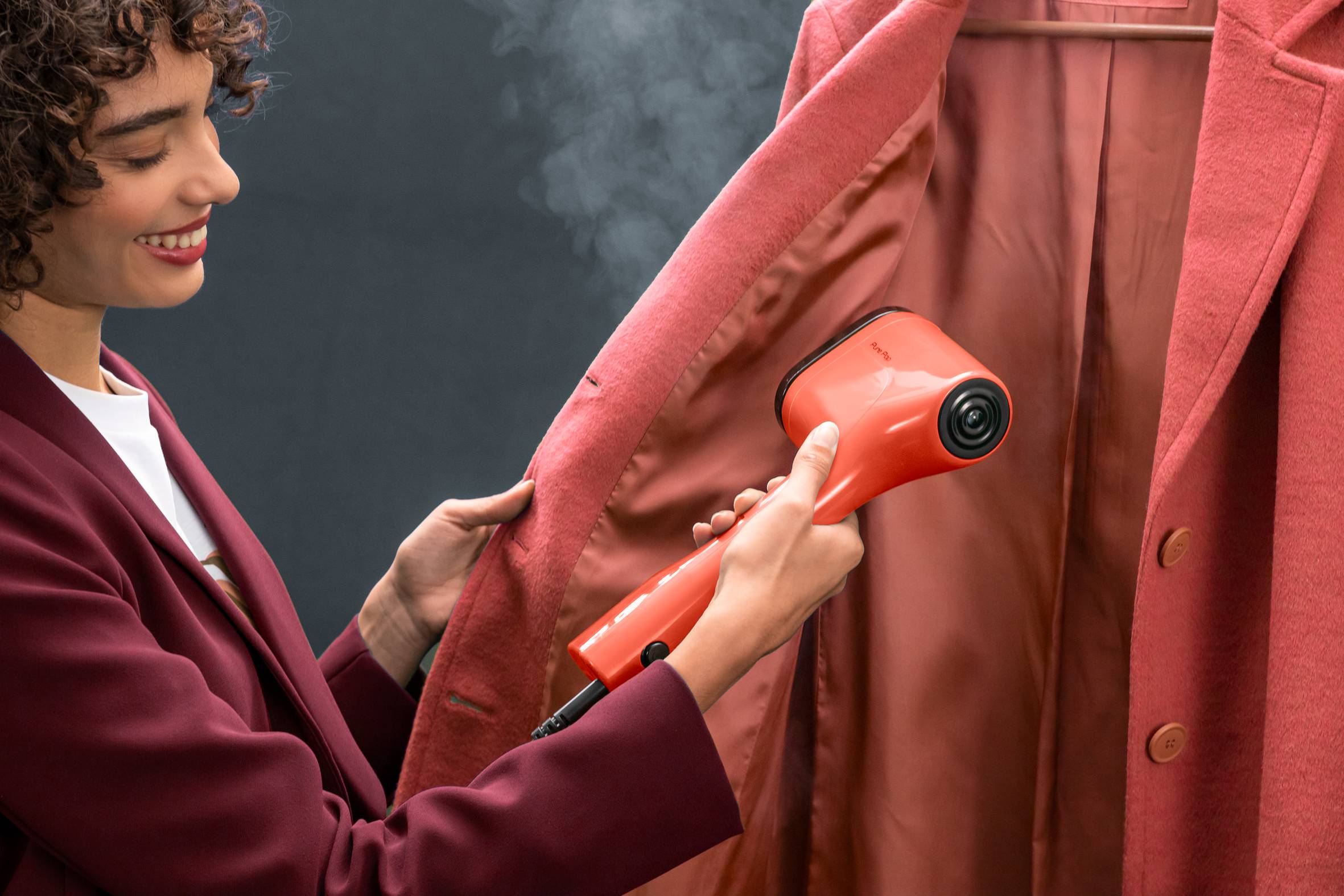 Parownica do ubrań, Tefal Pure Pop, kompaktowa, 1300 W, pomarańczowa