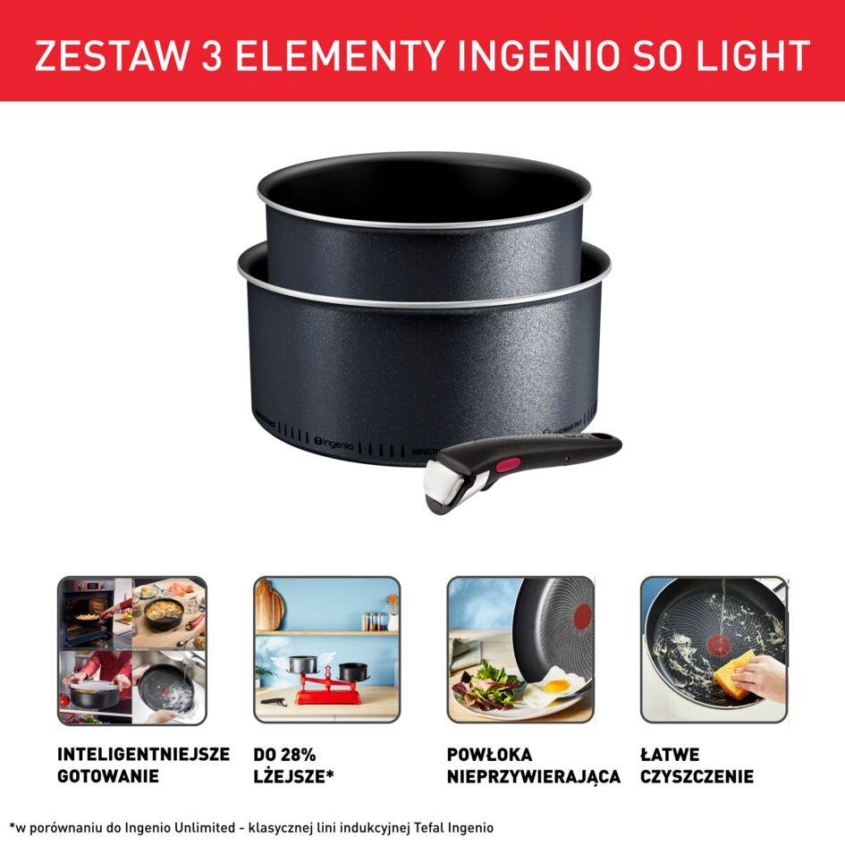 Zestaw garnków TEFAL INGENIO  SO'LIGHT - 3 elementy
