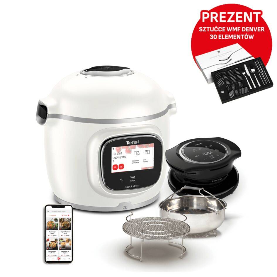 Multicooker TEFAL Cook4me Touch Pro z pokrywą Extra Crisp. Wbudowana waga