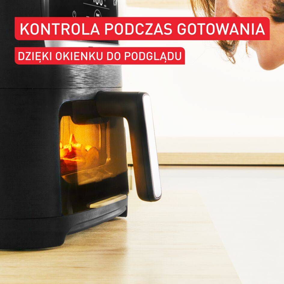 Easy Fry Silence z okienkiem podglądu, frytkownica beztłuszczowa, 5 L, technologia Silent, czarny