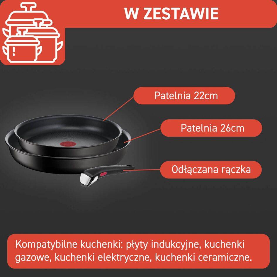 Zestaw patelni TEFAL INGENIO UNLIMITED - 3 elementy  