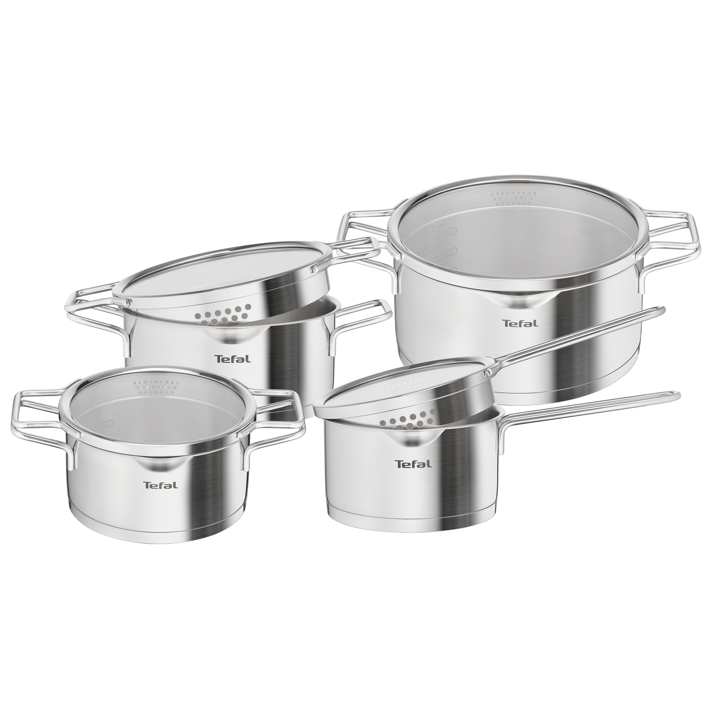 Zestaw garnków, Tefal Nordica, 8 elementów, stal nierdzewna, pokrywki