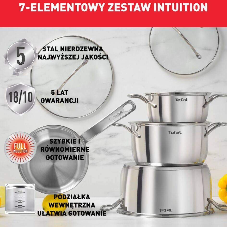 Zestaw garnków TEFAL INTUITION - 7 elementów