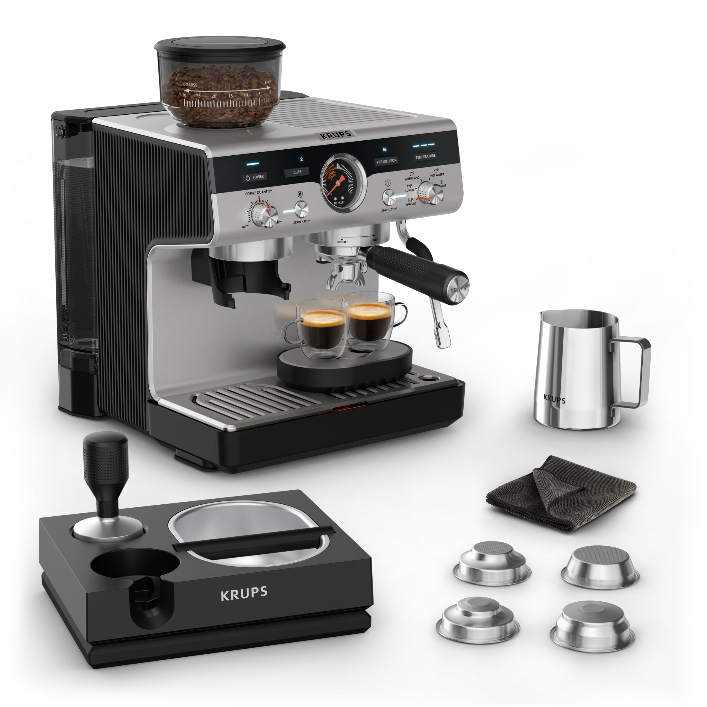 Ekspres kolbowy z młynkiem KRUPS Precision+ XP804T