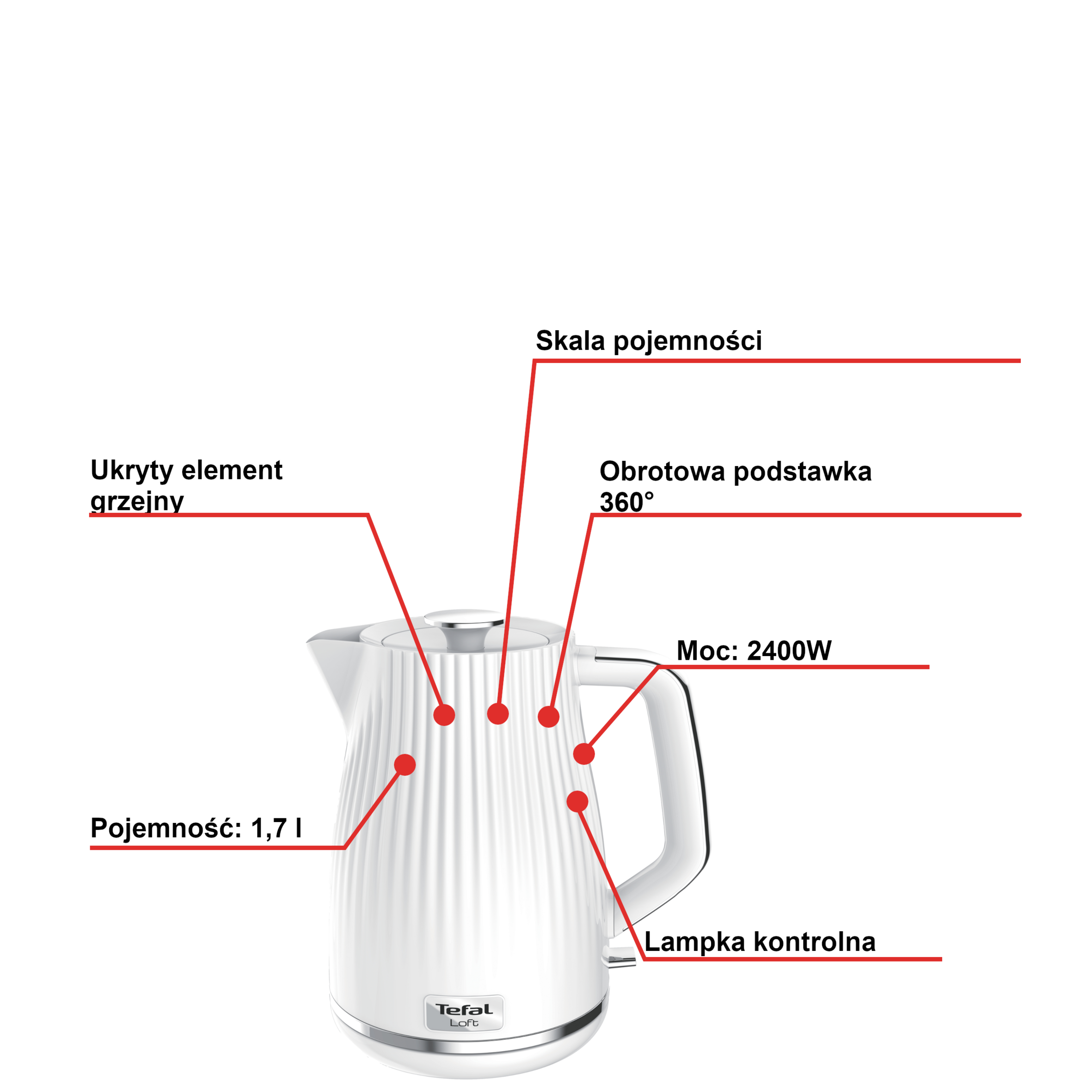 Czajnik elektryczny TEFAL LOFT 1,7l KO2501