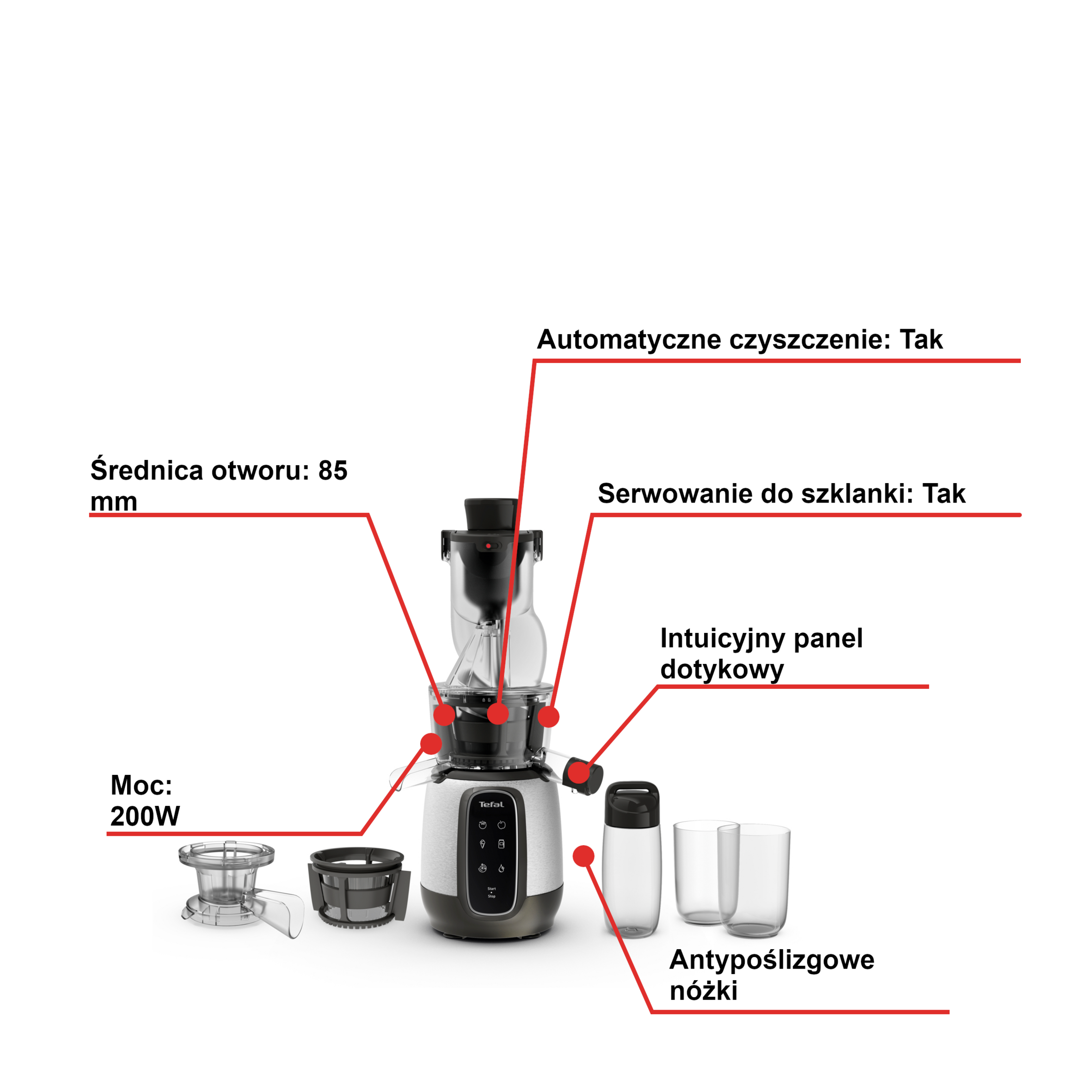 Wyciskarka wolnoobrotowa TEFAL ULTRA JUICE DIGIT ZC605D38