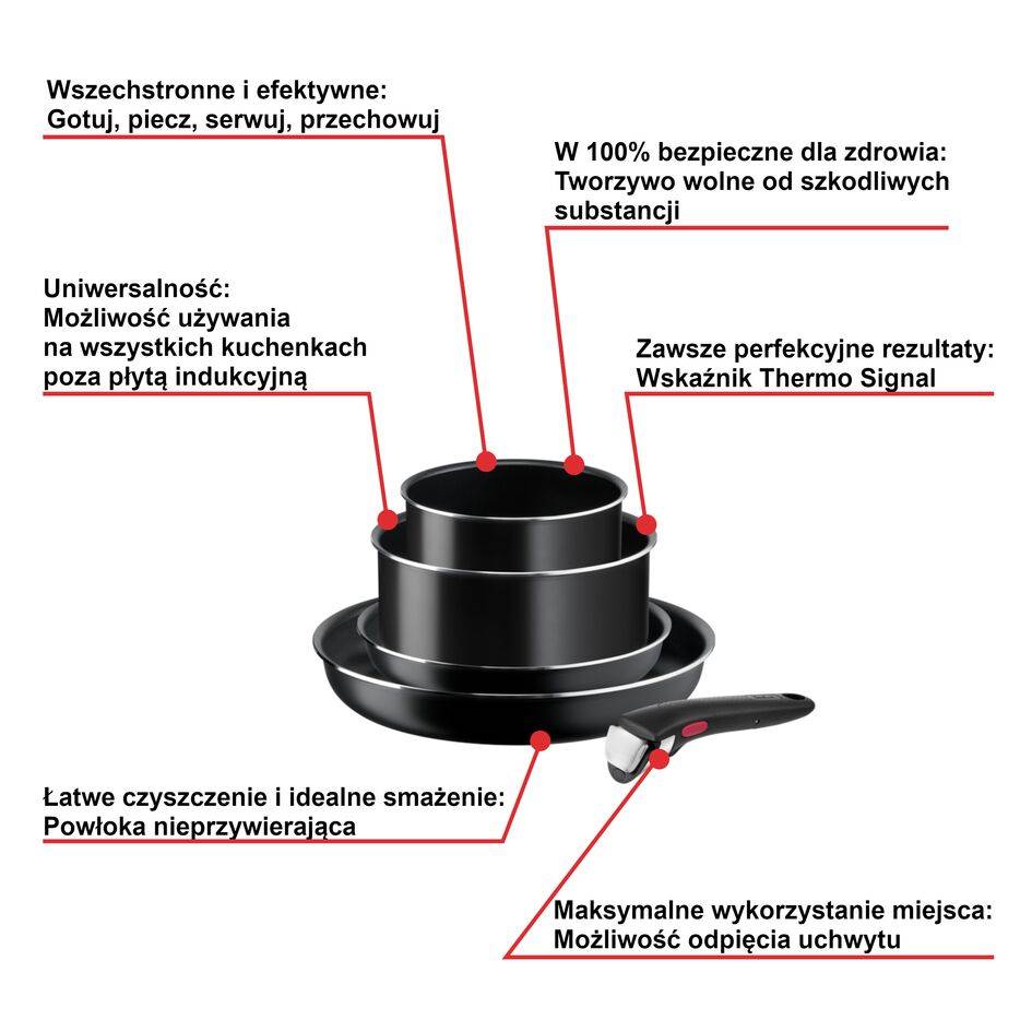 Zestaw garnków i patelni TEFAL INGENIO EASY COOK&CLEAN - 5 elementów