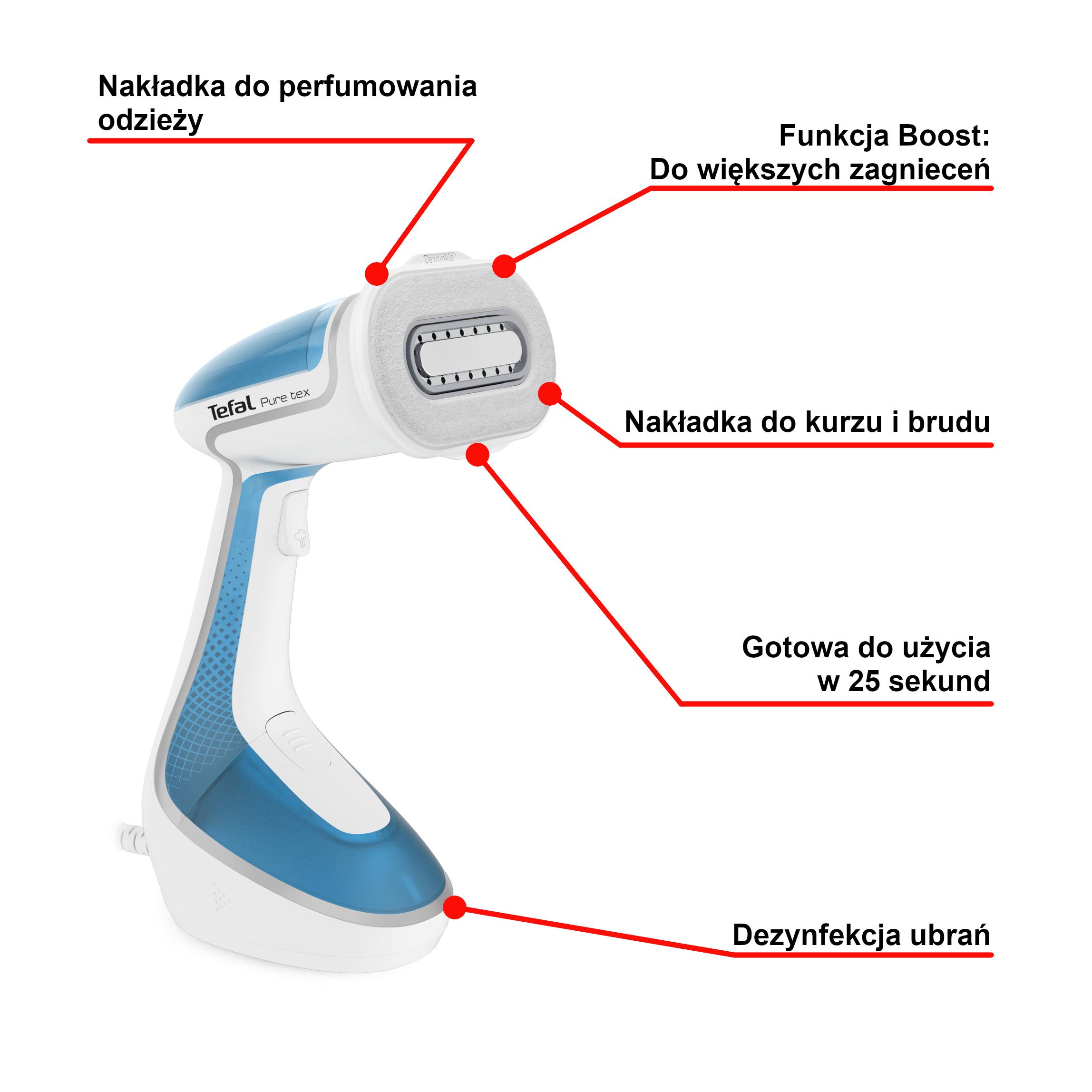 Parownica do ubrań, Tefal Pure Tex, 1700 W, do perfum    