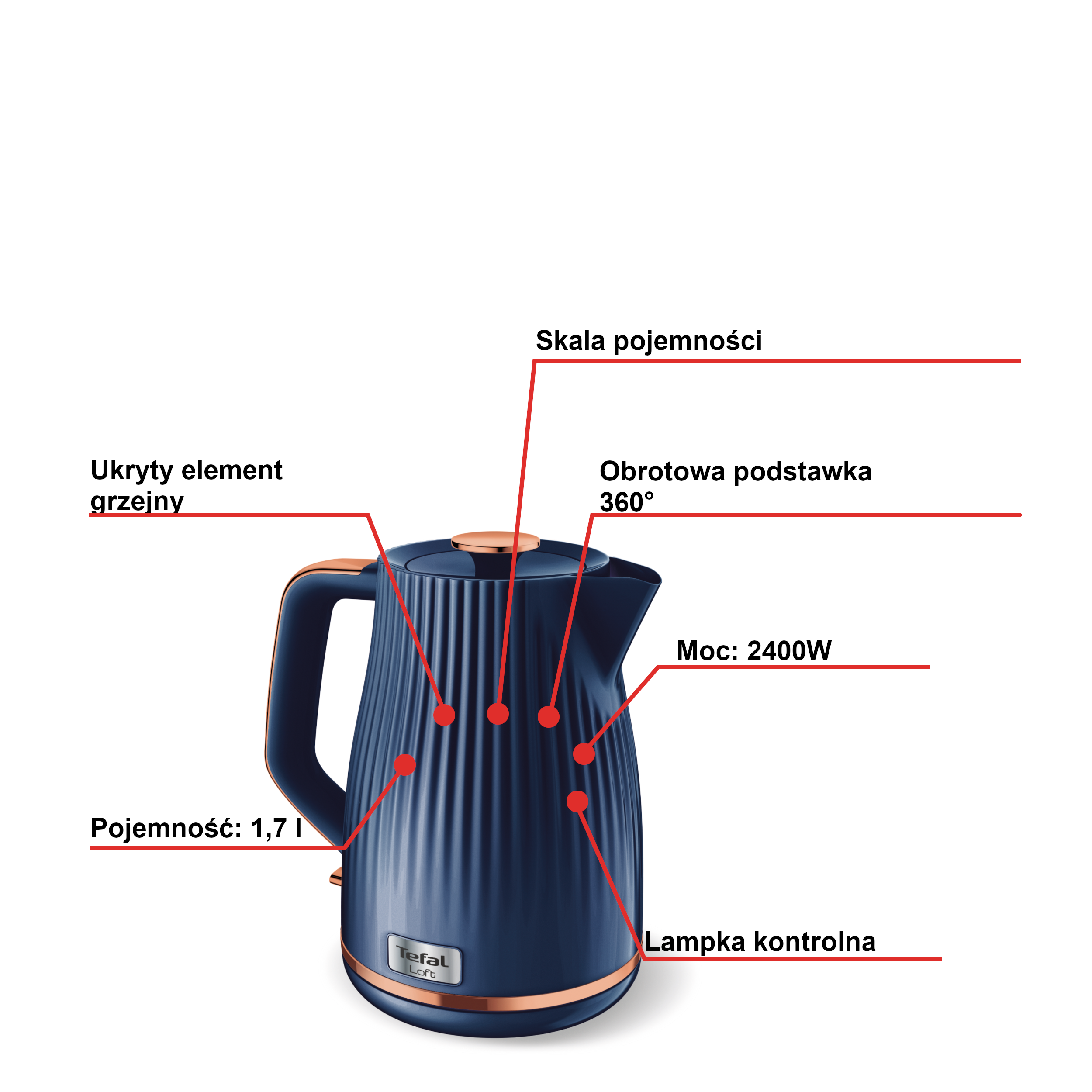 Czajnik elektryczny TEFAL LOFT 1,7l KO2514