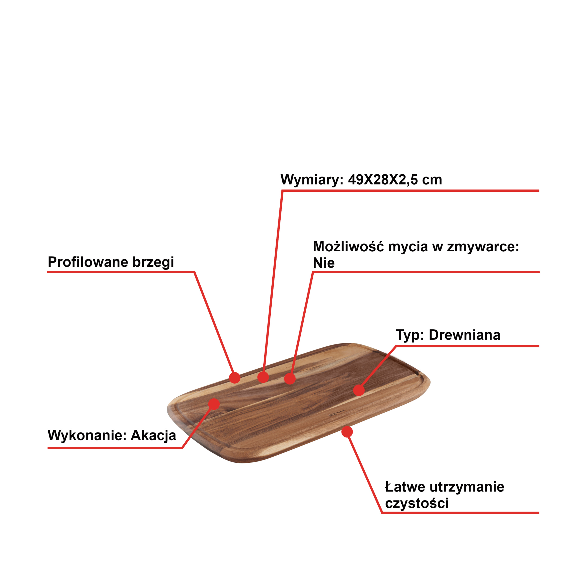 Deska drewniana do krojenia TEFAL JAMIE OLIVER 49x28cm