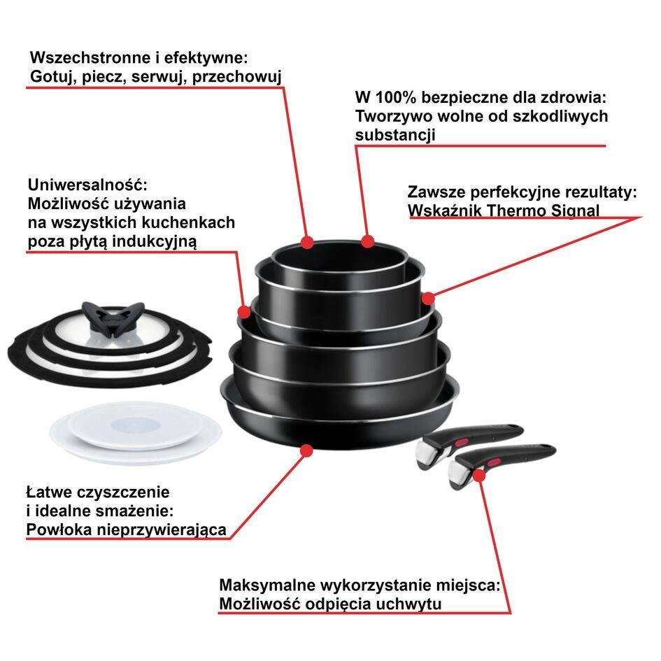 Zestaw garnków i patelni TEFAL INGENIO EASY COOK&CLEAN - 13 elementów