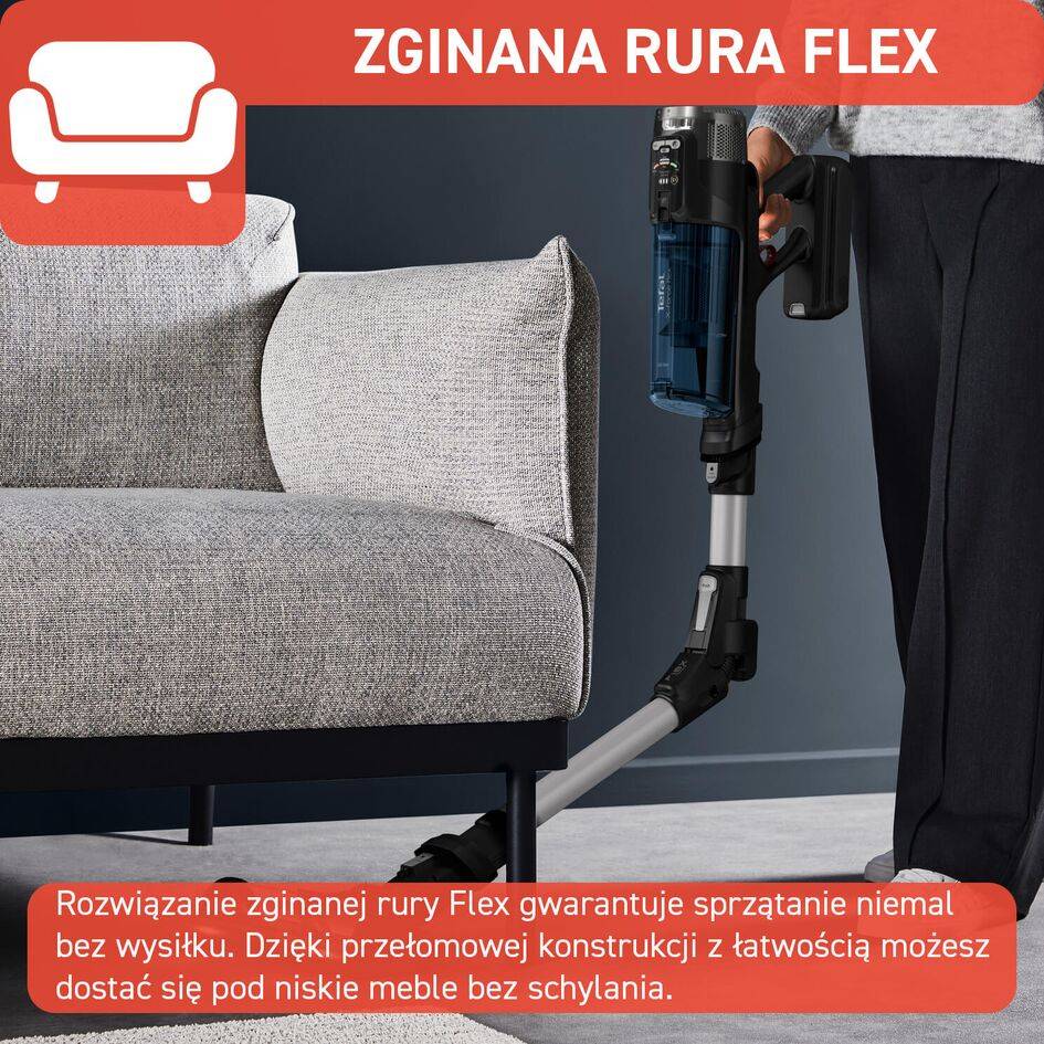 Odkurzacz bezprzewodowy, Tefal X-Force Flex 13.60, 150 AW, 60 min, aktywne mopowanie