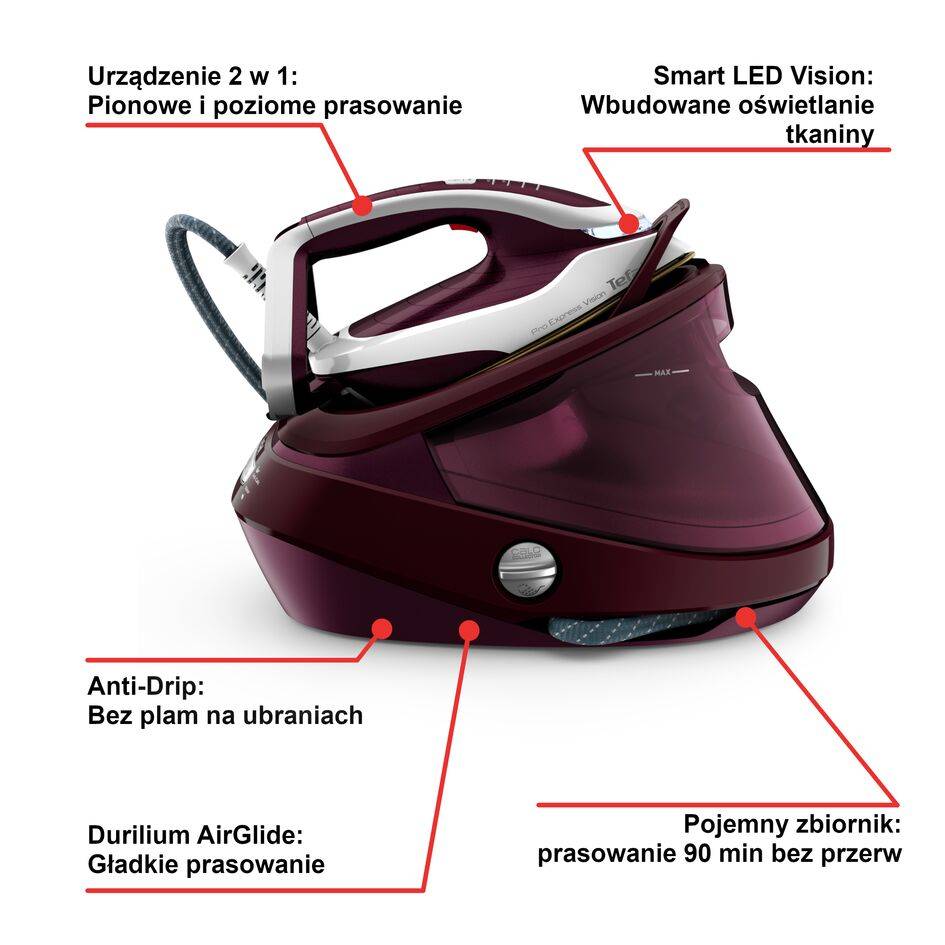 Generator pary, Tefal Pro Express Vision, 180 g/min, 8,3 bar, LED