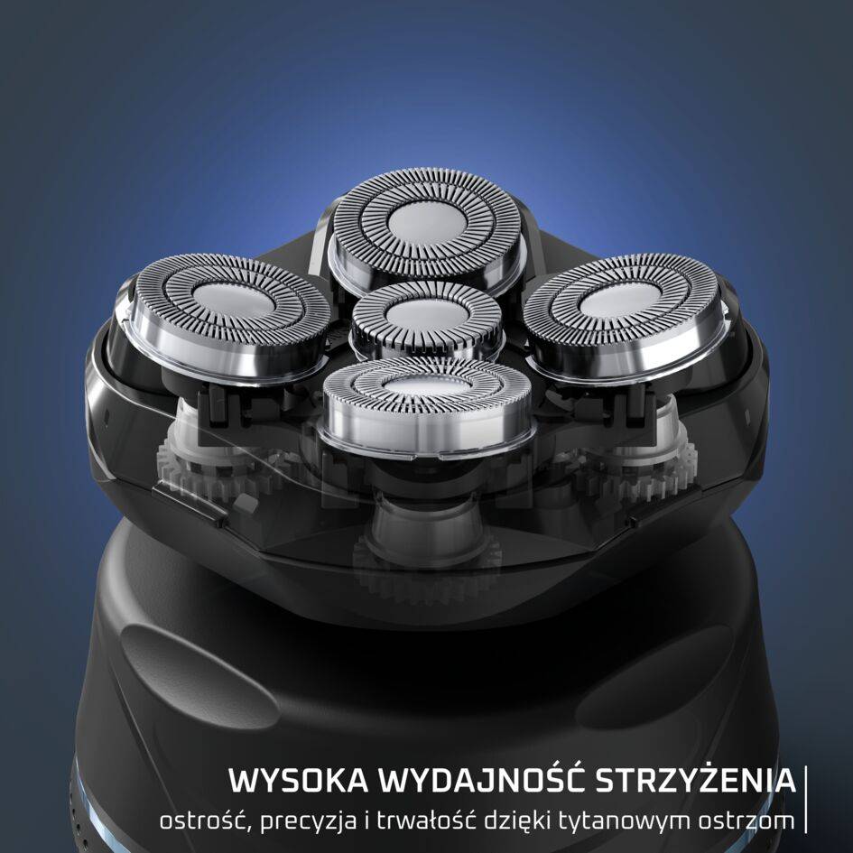 Golarka do głowy, Rowenta GentleBald,  5 głowic golących, ostrza tytanowe