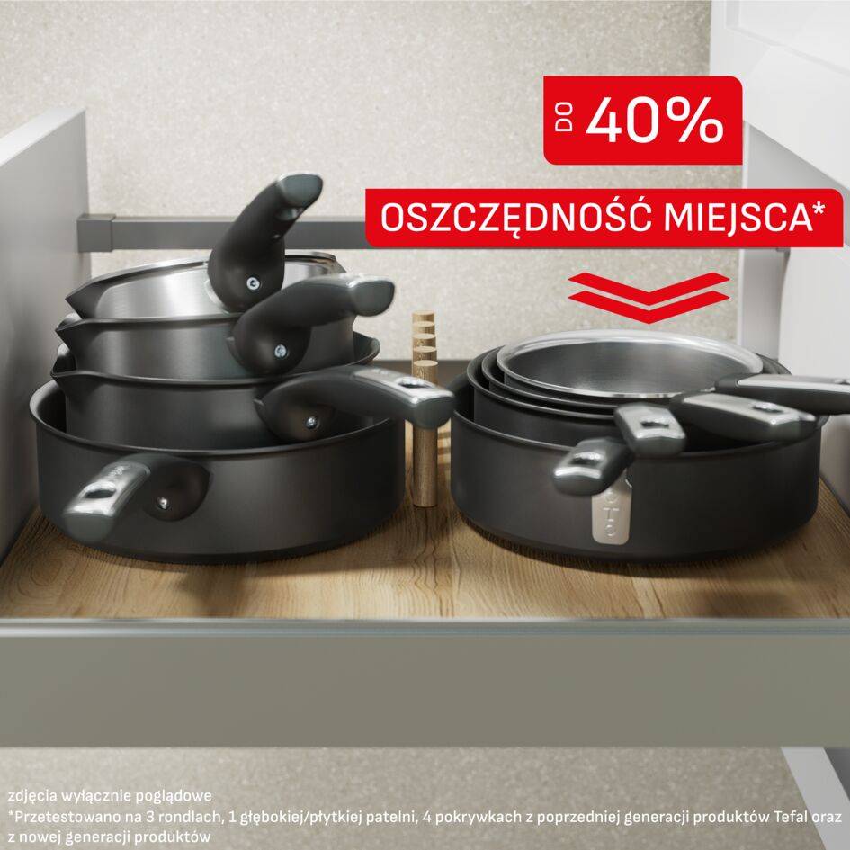 Głęboka patelnia Expertise 24 cm + pokrywka, konstrukcja z możliwością układania jedno w drugie, powłoka nieprzywierająca, kompatybilna z kuchenkami indukcyjnymi, dla 4–5 osób