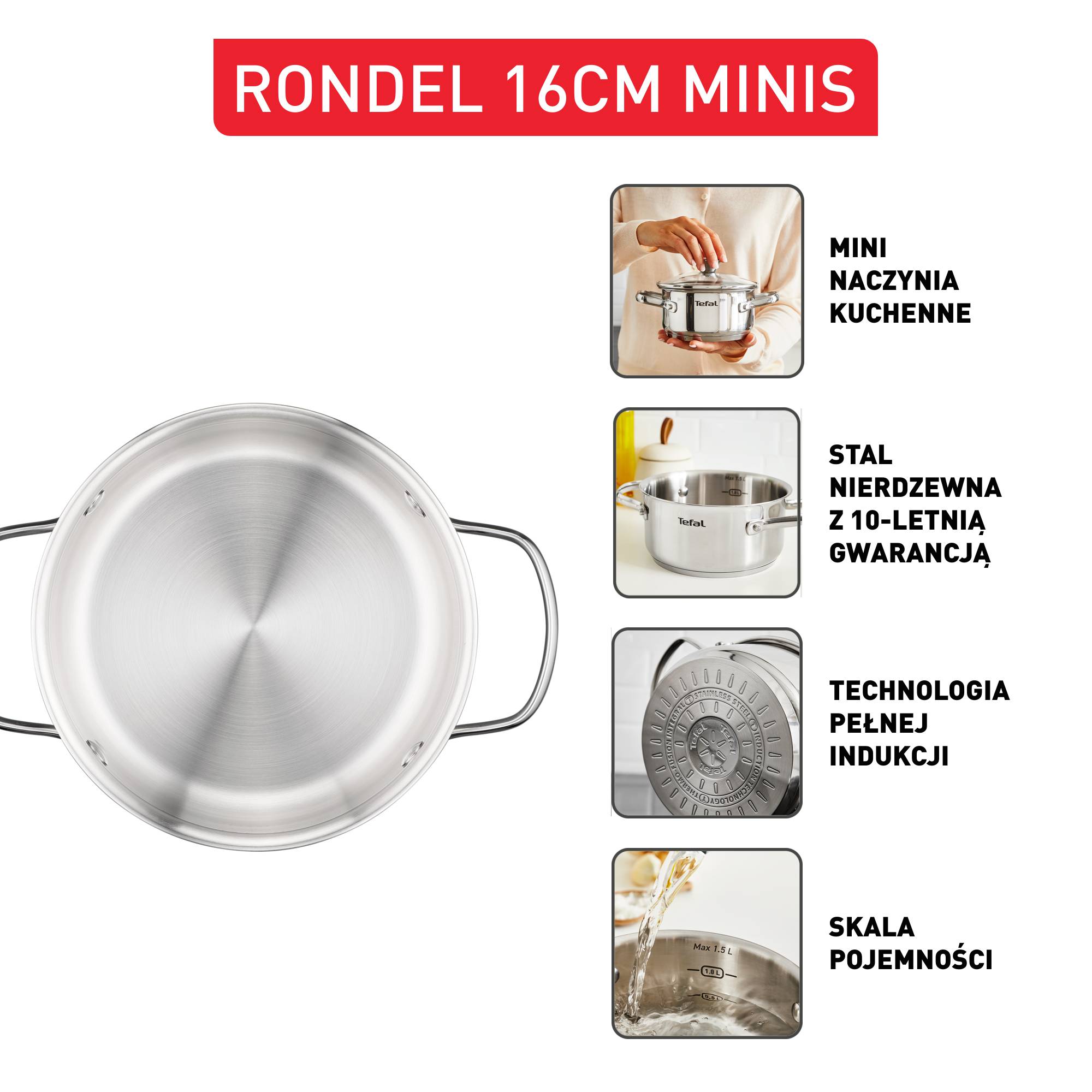 Garnek, Tefal Minis, 1,5L,16cm, pokrywka