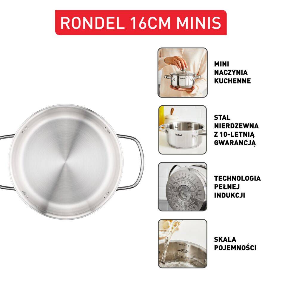 Garnek, Tefal Minis,  1,5L,16cm, pokrywka