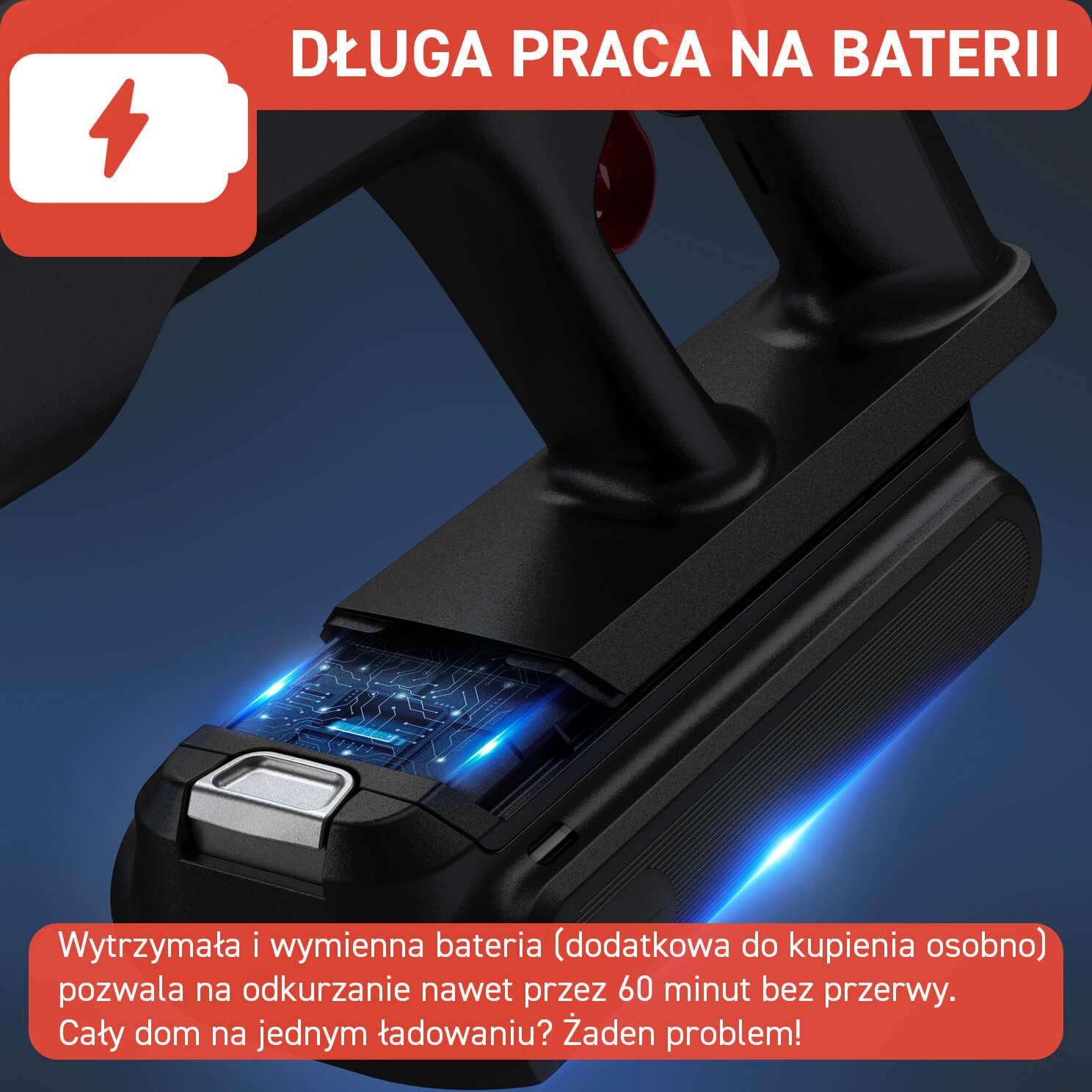 Odkurzacz bezprzewodowy, Tefal X-Force Flex 13.60, 150 AW, 60 min, aktywne mopowanie