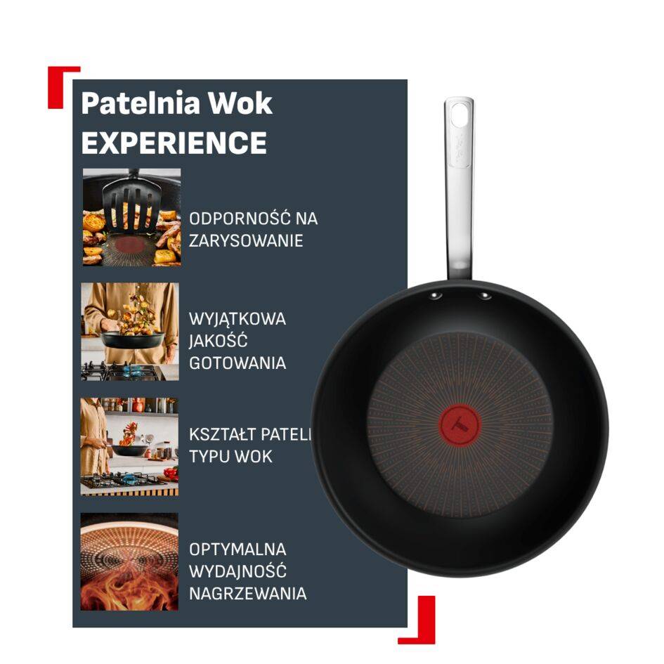 Patelnia Wok Experience 28 cm, powłoka nieprzywierająca FusionCore, kompatybilna z indukcją, dla 4-5 osób