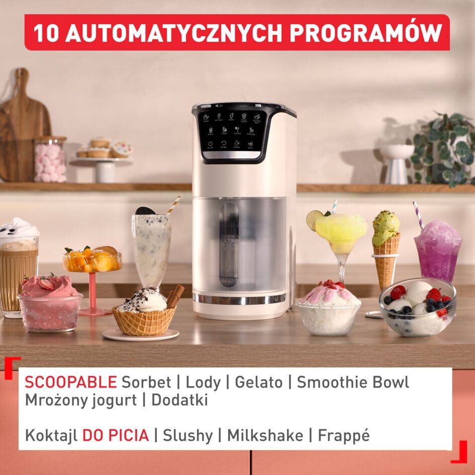 Dolci, maszynka do lodów, 10 programów w 1, automatyczne płukanie