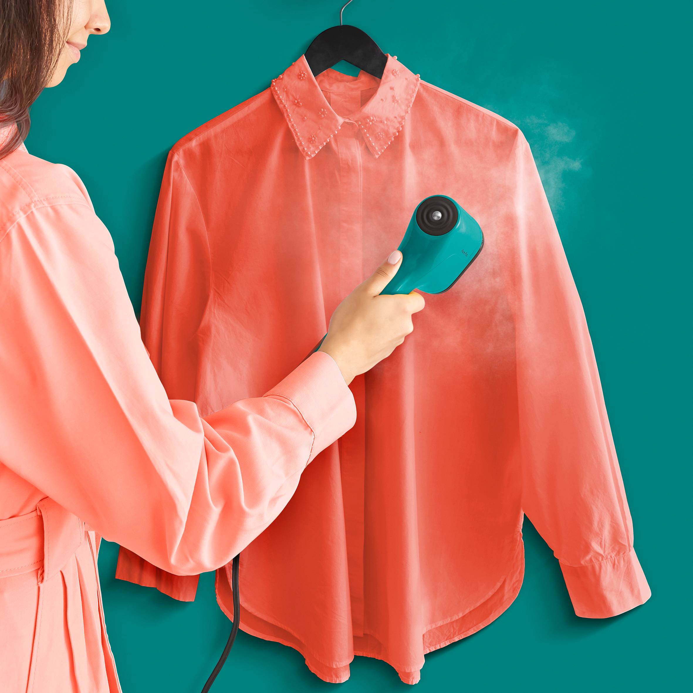 Parownica do ubrań, Tefal Pure Pop, kompaktowa, 1300 W, turkusowa