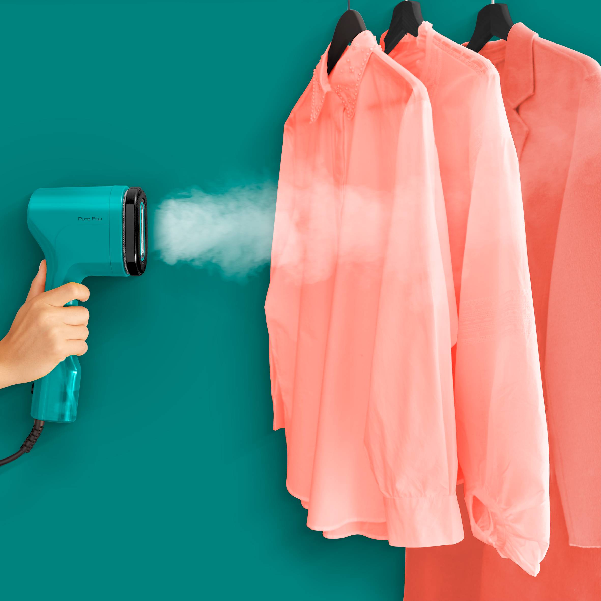 Parownica do ubrań, Tefal Pure Pop, kompaktowa, 1300 W, turkusowa