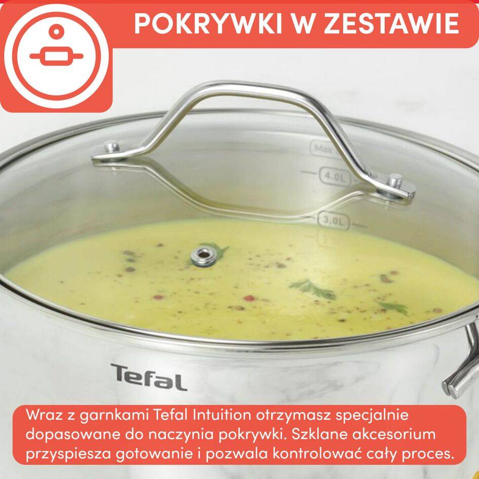 Zestaw garnków z pokrywkami TEFAL INTUITION - 10 elementów
